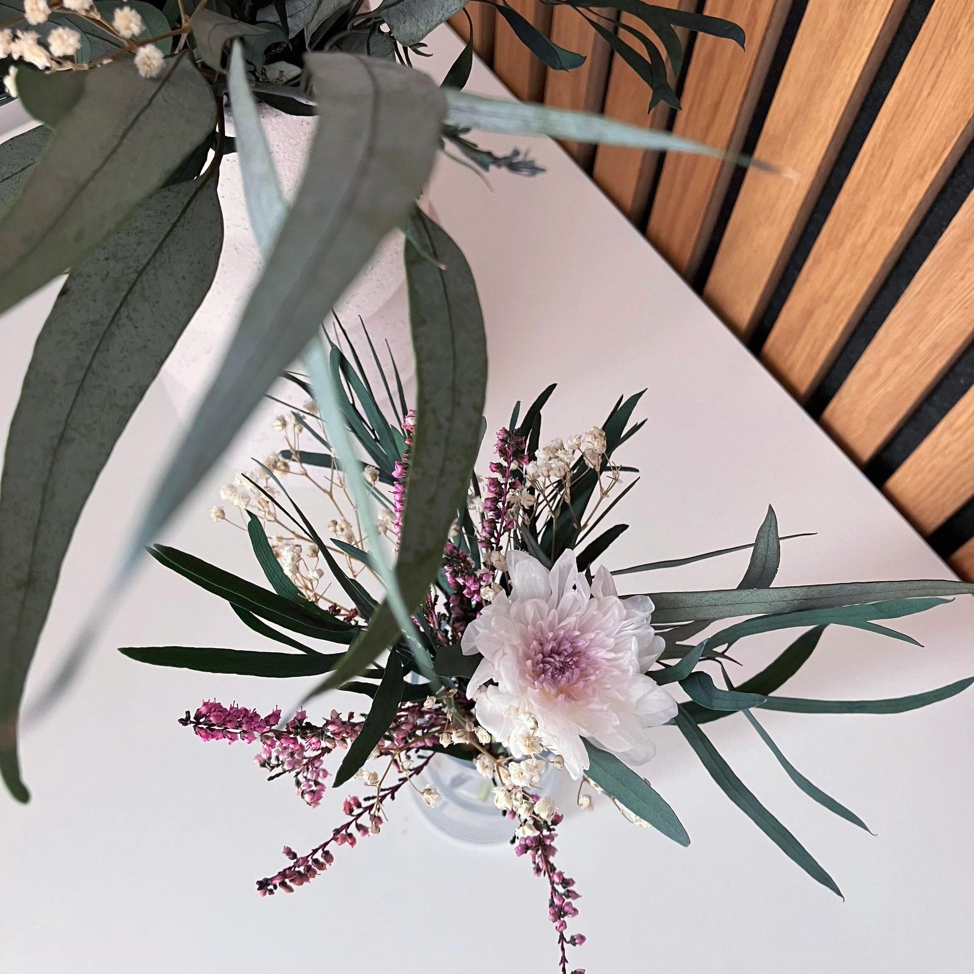 Stabilizovaná minikytice "Rosa v trávě"